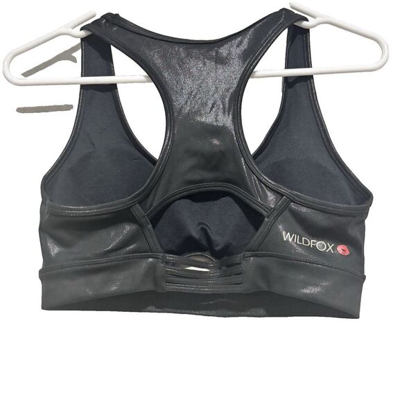 Wildfox Isabella racerback Sports Bra black Shiny Size Medium Athletic - Picture 3 of 8